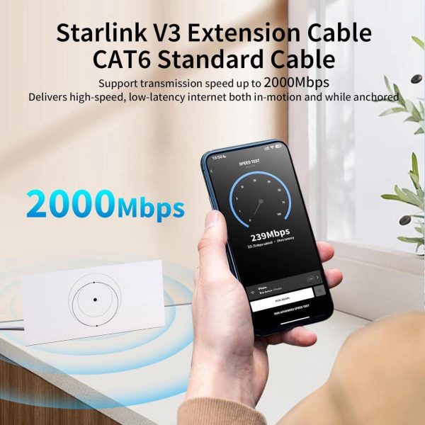 Jostart- For Starlink Cable Gen 3, 50Ft/15M Replacement Cable Compatible With Starlink Standard V3 Ethernet Cable Extension Waterproof Outdoor Gray - Image 4