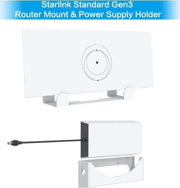 Starlink Gen 3 Mount, 2 In 1 Metal Wall Mount Kit For Starlink Gen 3 Mesh Router And Starlink Gen Power Supply, Starlink Wall Holder Kit, High Performance And Signal Integrity - Image 2