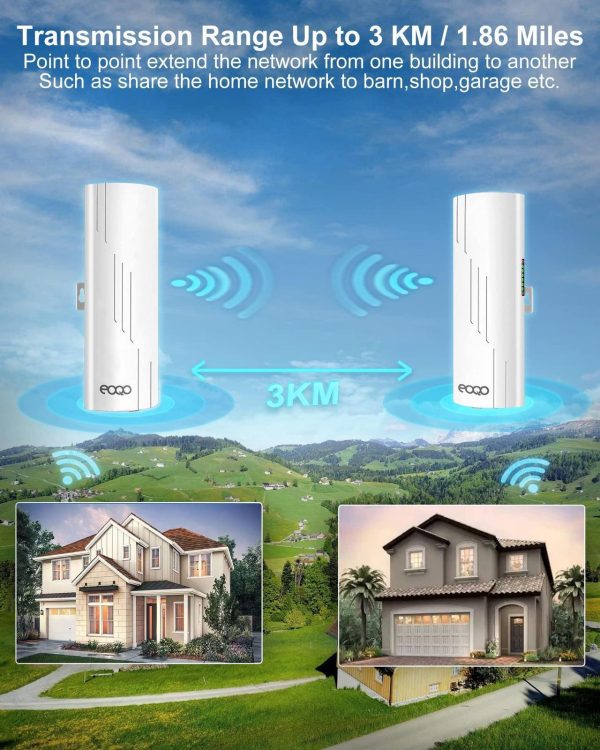 Point To Point Wireless Bridge Outdoor, 5.8G 1000Mbps Long Range Gigabit Network Wifi Bridges Ap Cpe Kit With 16Dbi High-Gain Antenna For Starlink Satellite Internet Extension 2-Pack - Image 3