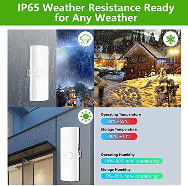 100Mbps Point To Point Wireless Bridge For Starlink, Wireless Outdoor Cpe Wifi Bridge Wireless Access Point 5.8G Internet Bridge Wifi Extender 3Km Transmission Distance For Ptp/Ptmp 2-Pack - Image 5