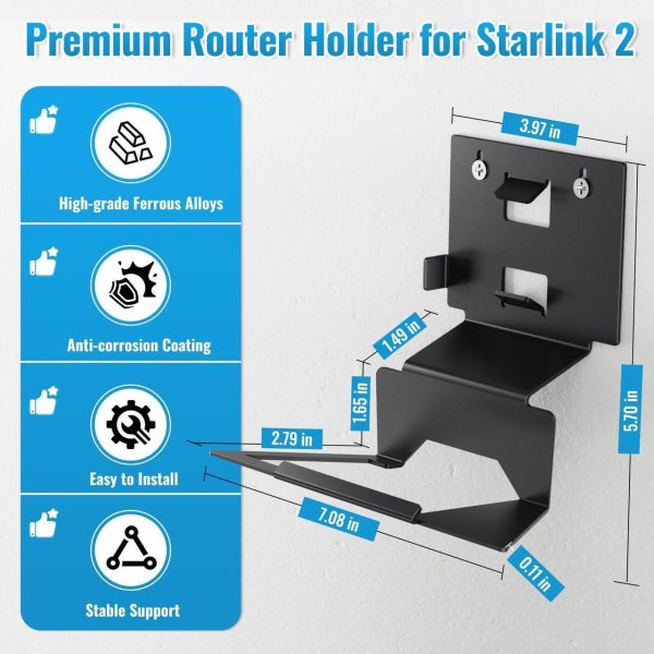 Generic Router Wall Mount For Starlink, Astronisync Stylish Pole Mount For Starlink, Stable Mount Alloys And Rustproof Coating, Eliminates Tangled Cables For Starlink Internet Kit Satellite - Image 3