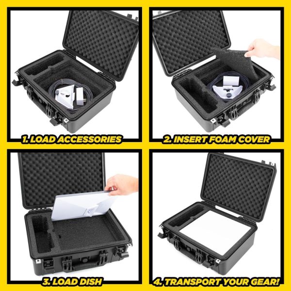 Casematix Waterproof Travel Case Compatible With Starlink Mini Dish, Mount, Cables, Power Supply &Amp; More - Professionally Cut Impact Resistant Closed Cell Foam With Separate Storage For Accessories - Image 3