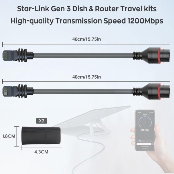 Zibwnfuxcz Rj45 Starlink Gen 3/Mini Ethernet Cable Adapter,Waterproof Extension Cord For Standard Actuated Starlink V3/Mini Cable, Designed For Starlink Gen 3/Mini Dishy And Router - Image 2