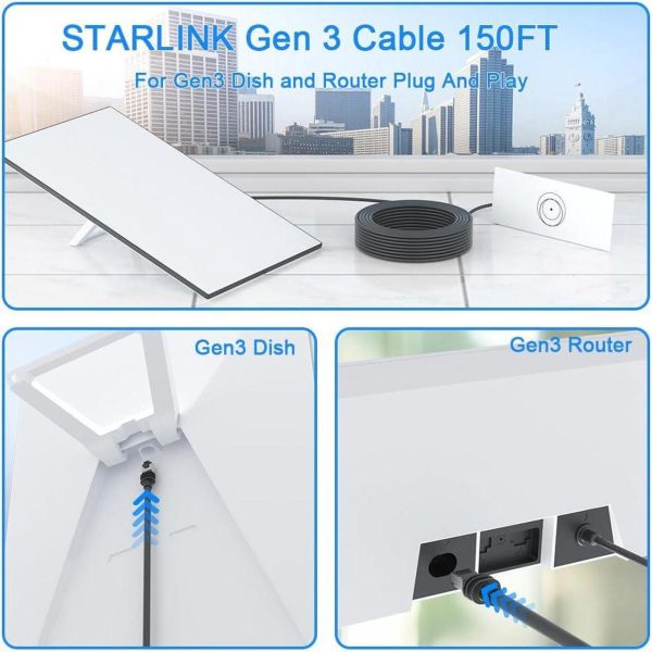 Owltree Starlink Gen 3 Cable, 150Ft Rj45 Ethernet Replacement Extension Cable For Starlink Gen 3 Waterproof (150Ft / 46M) - Image 3