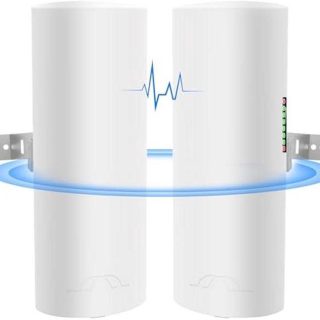 5.8G Wireless Bridge with Pole/Wall Mount Bracket - Extend Starlink Internet Access Outdoor, 2 Miles Point to Point WiFi Bridges with PoE Adapter, 2-Pack