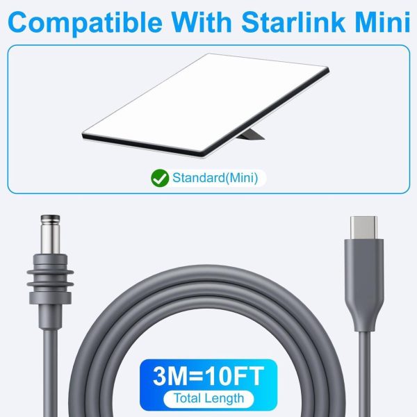 Gnenang Starlink Mini Cable, 6.5Ft/2M Starlink Mini Usb C To Dc Power Cable, 100W Input Usb Type C To Dc Cable, Dc Power Cable Direct To Usb-C For Starlink Mini Work With 100W+ Pd Source Waterproof - Image 3