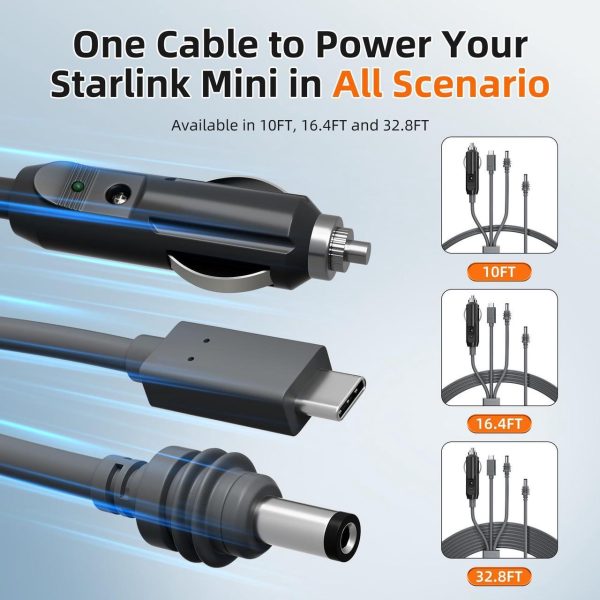 Starlink Mini 3-In-1 Dc Power Cable 16Ft, Usb-C 12-24V Cigarette Lighter Plug &Amp; Dc Male Cord Input Power Cable, Waterproof Power Cord Accessories For Starlink Mini - Image 5