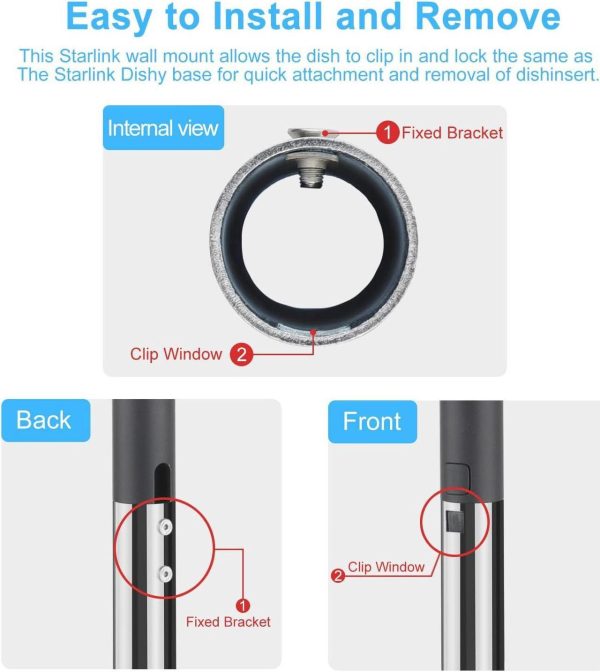 Kineeple Heavy Duty Steel 20Inch For Starlink Mount,Starlink Long Wall Mount,Starlink Pole Mount,Starlink Roof Mount Wall Mounting Kit,Universal Outdoor Ap Wifi Tv Antenna J-Pipe Pole Mount - Image 3