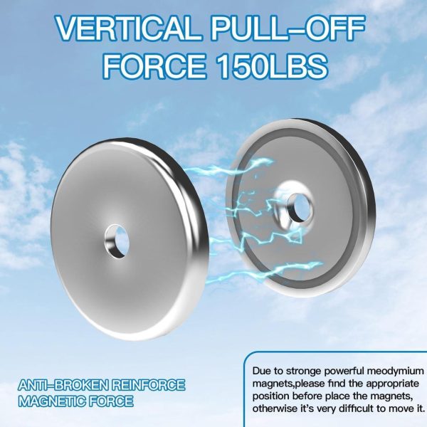 600 Pounds Magnetic Roof Mount For Starlink,Strong Neodyminum Round Magnet Mounting Kit For Starlink V2(Gen2) Dish,Each Magnet With 150 Pounds Pull-Force For Starlink Antennas Internet Kit Satellite - Image 4