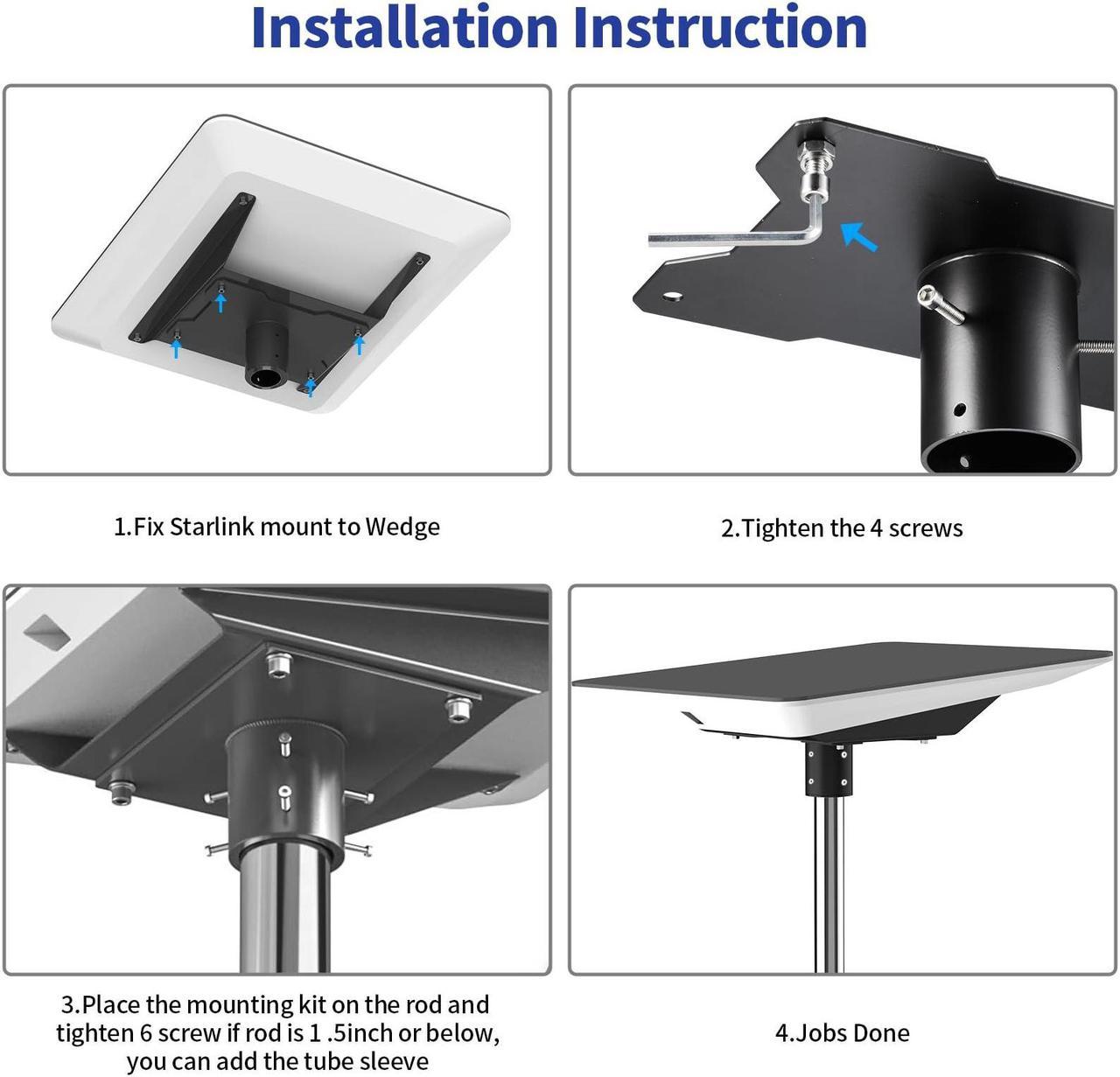 Starlink Mounting Kit, Heavy Duty Starlink Flat High Performace Mount - Starlink Pole Mount, Dual Protection Starlink Roof Mount, Starlink Wall Mount For Satellite (Flat High Performace) - Image 5