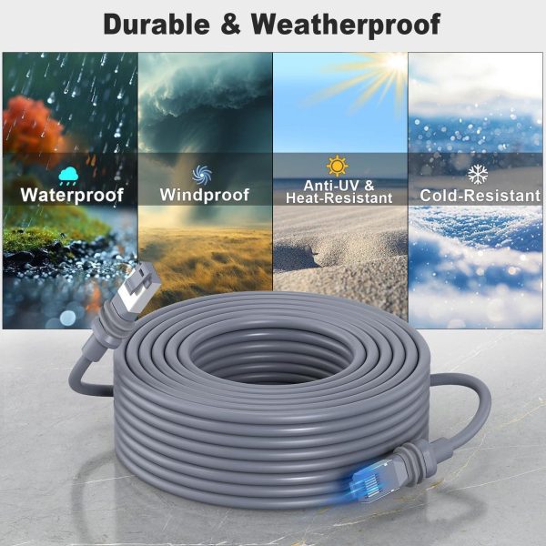 150Ft Starlink Gen 3 Cable - 6.5/75/100/150Ft High-Speed Weatherproof Starlink Standard Actuated Generation 3 Replacement Extension Cord For Spacex Star Link V3 Dish, Grey - Image 3