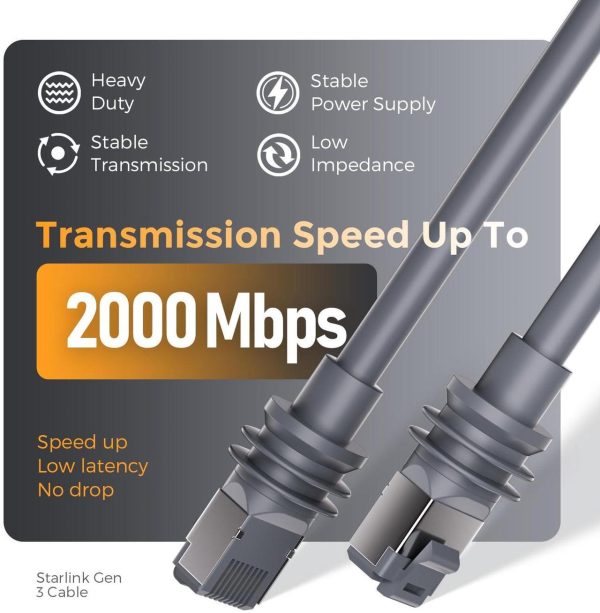 150Ft/46M Starlink Gen 3 Cable, Waterproof Satellite Replacement Standard V3 Cable For Starlink Rectangular Satellite Gen 3 Starlink Cable Extension Starlink Accessories - Image 3