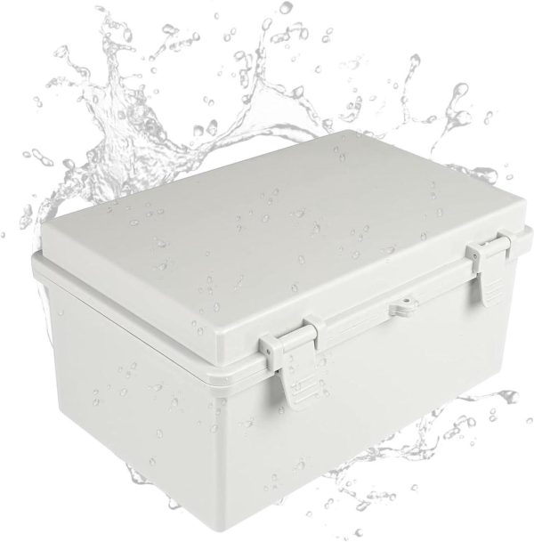 Iron Forge Cable Waterproof Junction Box Large - Outdoor Electrical Enclosure - Abs Plastic Project Boxes Weatherproof Hinged Light Gray Panel Cover - Ip65 Size 12&Quot; X 8&Quot; X 6.4&Quot; Inch