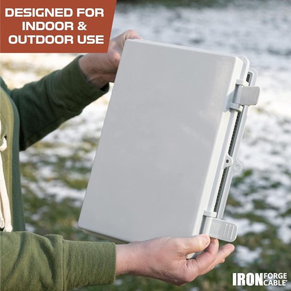 Iron Forge Cable Waterproof Junction Box Large - Outdoor Electrical Enclosure - Abs Plastic Project Boxes Weatherproof Hinged Light Gray Panel Cover - Ip65 Size 12&Quot; X 8&Quot; X 6.4&Quot; Inch - Image 5