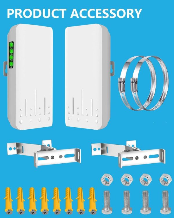 Point To Point Wireless Bridge Outdoor With Mount For Starlink Internet, 2Km 5.8G Network Wifi Bridges Extender Cpe Access Point With 14Dbi Antenna 2 100Mbps Lan Port 24V Poe Injector 2-Pack - Image 2