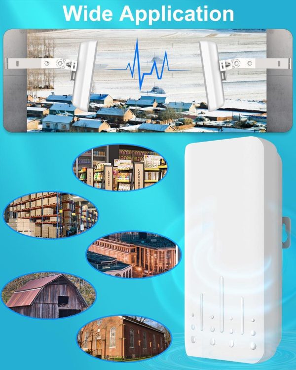 Point To Point Wireless Bridge Outdoor With Mount For Starlink Internet, 2Km 5.8G Network Wifi Bridges Extender Cpe Access Point With 14Dbi Antenna 2 100Mbps Lan Port 24V Poe Injector 2-Pack - Image 4