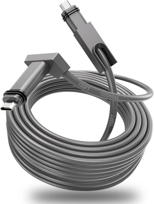 Gtomni Starlink Cable 150Ft Satellite Replacement Cable For Starlink Actuated Gen 2 Dish And Router,Starlink Rectangular Satellite V2 Starlink Cable Extension For Starlink Accessories, Grey