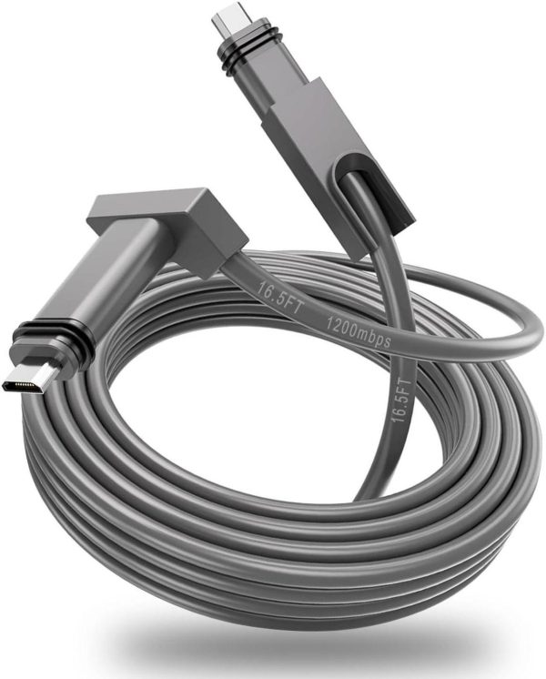 Gtomni Starlink Cable 16.5Ft For Starlink Rectangular Satellite V2, Replacement Cable Starlink For Satellite V2, Extension Starlink Cable Waterproof &Amp; Rainproof For Starlink Mesh Router, Grey