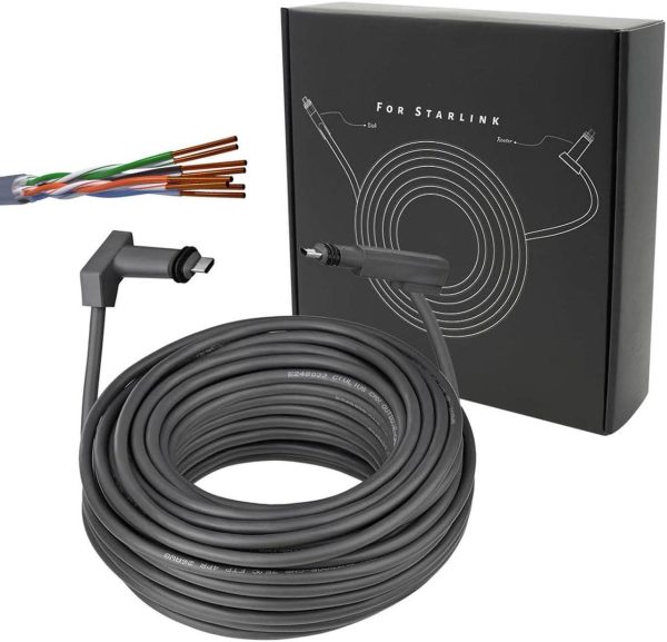 Signalplus Starlink Cable 75 Ft Extension, Starlink Cord Connect The Starlink Rectangular Satellite V2 To Router