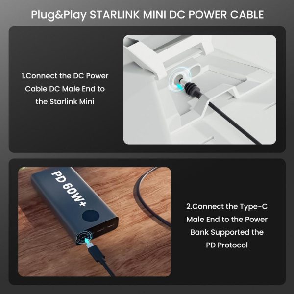 Starlink Mini Usb C To Dc Power Cable 5M/16.4Ft, 140W Usb Type-C Input To Waterproof Barrel Jack Charging Cord 18Awg, Work With 60W+ Pd Source, Compatible With 28V Pps And 20V Pd Protocols - Image 2