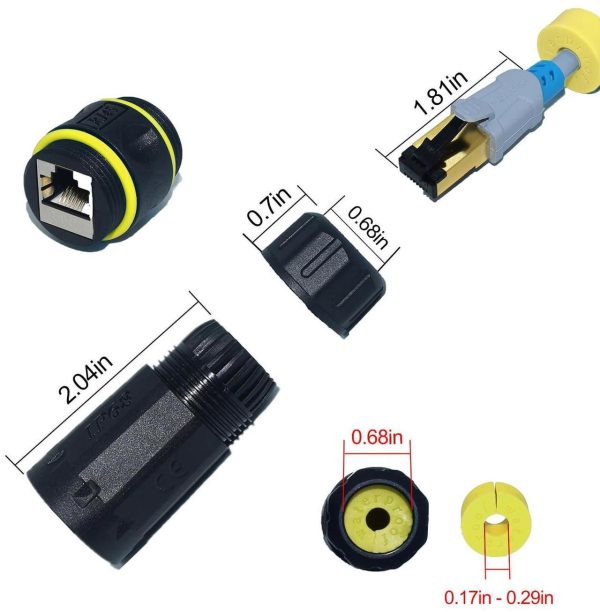 Zuzong Ip68 Waterproof Cat7 Rj45 Coupler, 10Gb Shielded Pure Copper Ethernet Coupler, Ip68 Waterproof Ethernet Outdoor Lan Connector For Starlink/Cat5/Cat6/Cat6A/Cat7/Cat8 Ethernet Cable(2 Pcs Female) - Image 5