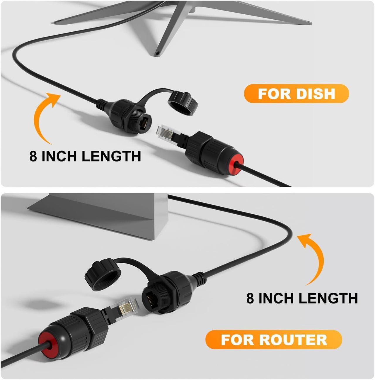 Barbaren Starlink Ethernet Adapter Gen 2, Starlink Cable Starlink V2 Spx Plug To Rj45 Adapters Female Connectors For Starlink Gen 2 Dishy And Router (Pair For Dish And Router), Waterproof - Image 3