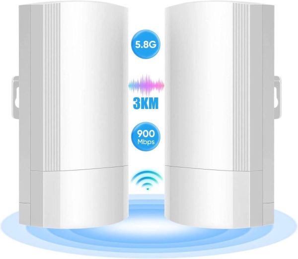 Wireless Bridge,Point To Point Wireless Bridge Extending Wifi To Outbuildings Long Range Up To 2-3Km Cpe200 With 12Dbi High-Gain Antenna,24V Poe Power, Ip65 Waterproof, 2 Pack White