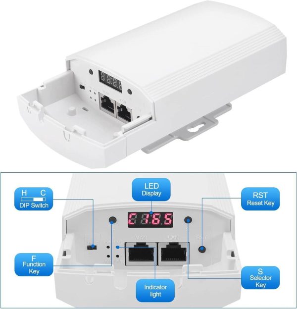 Wireless Bridge,Point To Point Wireless Bridge Extending Wifi To Outbuildings Long Range Up To 2-3Km Cpe200 With 12Dbi High-Gain Antenna,24V Poe Power, Ip65 Waterproof, 2 Pack White - Image 3