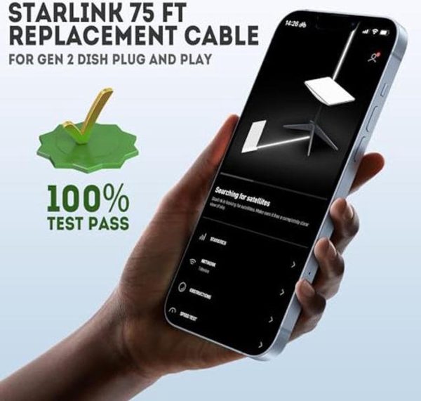 Daqa Starlink Cable 75 Ft For Starlink Actuated Gen 2, Star Links Internet Satellite Kit, Oem Cable For Starlink Accessories, Waterproof Cable For Starlink, Grey - Image 4