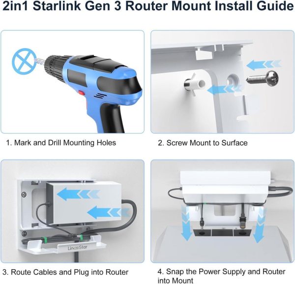 2 In 1 Starlink Gen 3 Router Mount, All In One Starlink V3 Mesh Router And Power Supply Mounting Kit, Space Saving, Cable Storage, Abs, Starlink Standard Router Mount Ideal For Home, Office, Rv, Boats - Image 4