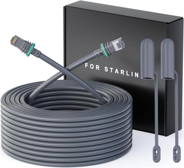 Starlink Gen 3 Cable, 150Ft/46M Starlink Replacement Cable For Starlink Gen3 Rectangular Satellite, Starlink Extension Cable Starlink Accessories Waterproof With End Caps For Starlink V3 Cable, Grey