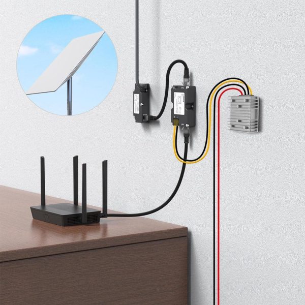 Starlink Poe Injector For Starlink Dishy V2 Internet Kit Satellite Network, 150W Starlink Dishy Cable Adapter To Rj45, Surging &Amp; Esd, Dc Step Up Converter 12V To 48V - Image 2
