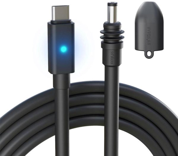 Klutchtech For Starlink Mini Cable 5M/16.4Ft, Starlink Mini Usb C Cable Cord With Indicator Light 16Awg, Usb C To Dc Power Cable With Caps Waterproof 5M/16.4Ft