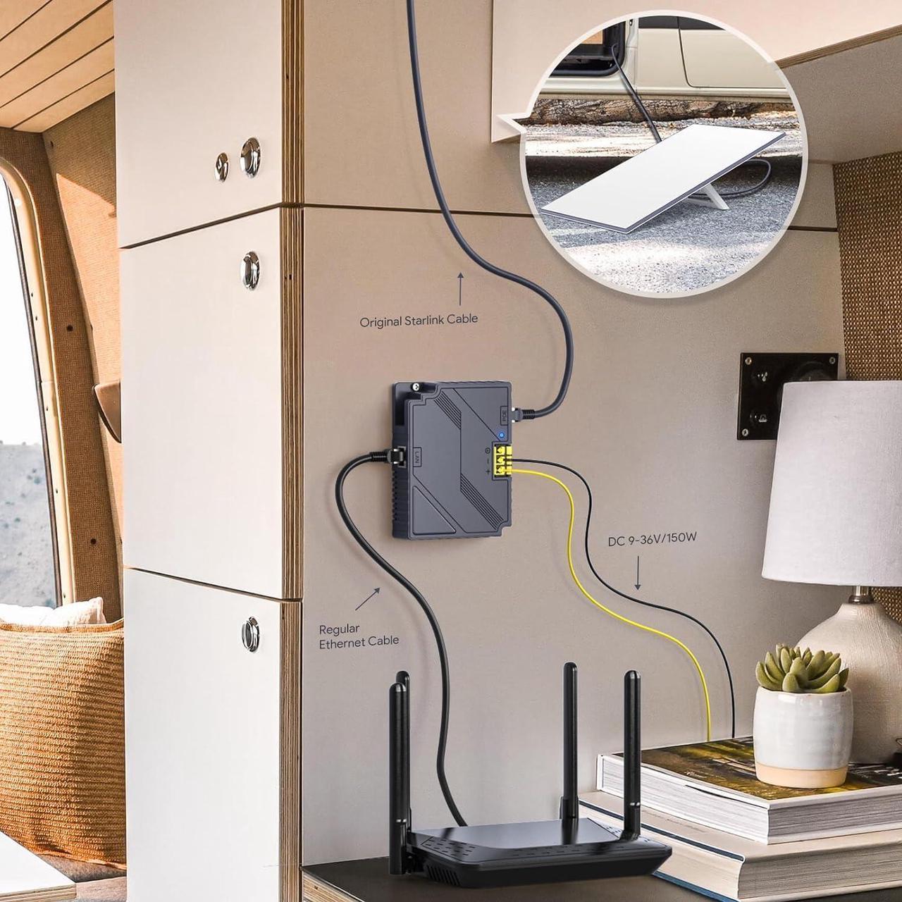 Starlink Poe Injector - 150W Gigabit Poe Injector Compatible With Starlink Standard Actuated Gen 3 Dish 2-In-1 12V Conversion Kit With Spx Cable Adapter And Converter Dc 9-36V Input - Image 5