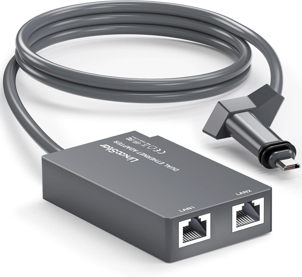 Dual Ports Starlink Ethernet Adapter For Starlink V2, Multi Starlink Ethernet Adapter Gen 2 For Wired External Network 2 Devices Networked Simultaneously Fast &Amp; Stable Connect Up To 1 Gbps