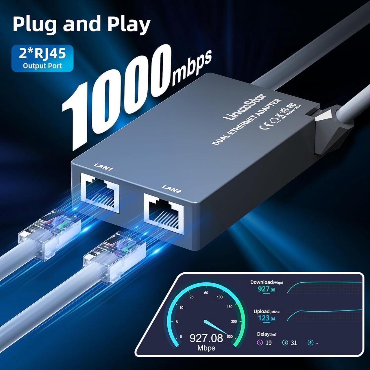 Dual Ports Starlink Ethernet Adapter For Starlink V2, Multi Starlink Ethernet Adapter Gen 2 For Wired External Network 2 Devices Networked Simultaneously Fast &Amp; Stable Connect Up To 1 Gbps - Image 3