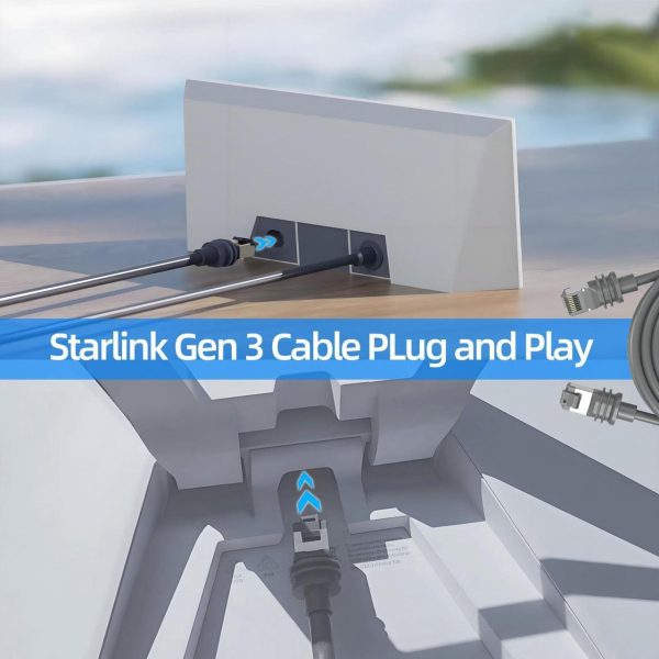 Temzick 150Ft/46M Starlink Gen 3 Cable, Waterproof Satellite Replacement Standard V3 Cable For Starlink Rectangular Satellite Gen 3 Starlink Cable Extension Starlink Accessories (100Ft) - Image 4